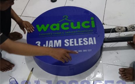 neon box akrilik bulat custom laundry wacuci 3 jam selesai signage led akrilik premium
