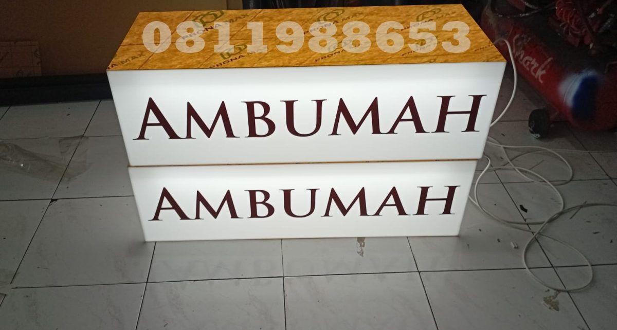 Neon box akrilik LED signage branding toko AMBUMAH dan Jasa pembuatan neon box akrilik custom untuk toko dan bisnis