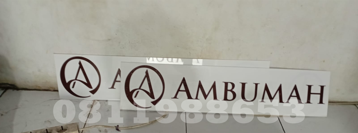 signage akrilik logo perusahaan ambumah papan nama akrilik elegan untuk branding usaha